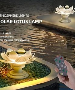 Lotus Flower Solar Garden Lights 2Pack Outdoor Lotus Flower Lotus Light Waterproof Decorative Lawn Villa Pillar Lightsfor Lawn Patio Walkway Driveway Decor Landscape Lighting 2