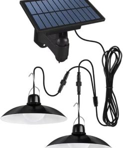 LED Solar Pendant Light 3-Color Dimmable Indoor Outdoor Use