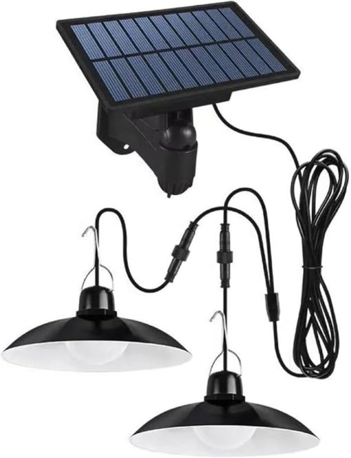 LED Solar Pendant Light 3-Color Dimmable Indoor Outdoor Use