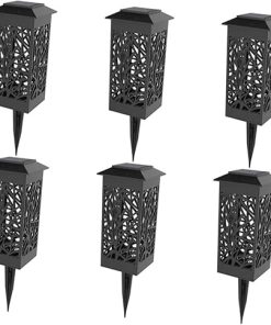 6Pcs Solar Lawn Lights Unique Hollow Design for Garden Pathway Lighting