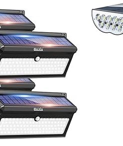 Baxia 100 LED Solar Motion Sensor Outdoor Lights 4 Pack Cold White