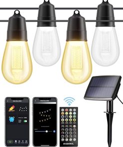 Remote Control Solar String Lights 50FT Waterproof Warm Cool White