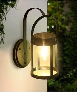 Black Solar Wall Lantern Outdoor Light Dusk to Dawn LED Fixture 2