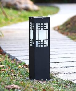 Outdoor Solar LED Lantern Waterproof Stainless Steel Glass Pole Lamp 2