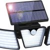 MEGHALI 2 Pack Outdoor Induction Wall Lights 3 Head Solar 6000K 3