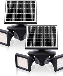Solar Motion Detector Flood Lights 2-Pack Waterproof for Yard Garden