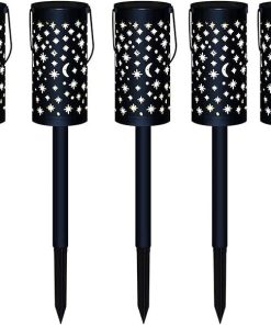 Solar Powered LED Garden Path Lights for Outdoor Decor 5 Pieces