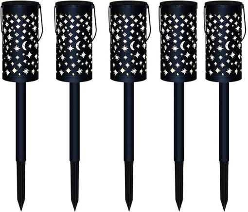 Solar Powered LED Garden Path Lights for Outdoor Decor 5 Pieces
