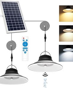 NIORSUN Solar Pendant Light with Remote Motion Sensor, 2 Pack