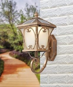 Solar Powered Wall Light Retro Sconce Lamp Antique Glass Lantern 2