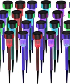 24 Pack Solar LED Lawn Lights Colorful Lampshades Outdoor Lighting