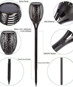 Waterproof Solar Torch Lights with Flickering Flames for Garden Patio 2