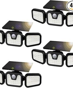 4 Pack Solar Motion Sensor Security Light 500 Lumen IP65 Waterproof