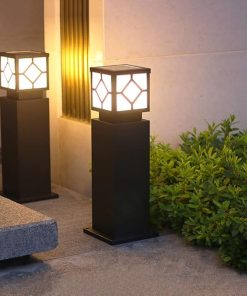 Solar Post Light with Sensor Waterproof LED Garden Column Lantern 2