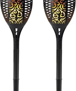 Solar Tiki Torch Light Outdoor Flickering Flame LED Garden Lights