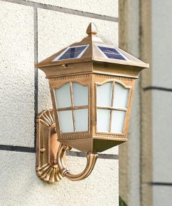 Retro Solar Wall Light for Garden and Patio Aluminum Lantern Fixture 2
