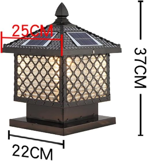 Solar Post Light for Garden Outdoor Porch Aluminum Rainproof Lantern - Image 2