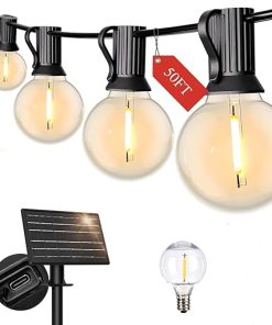 Yuusei 50 FT Solar String Lights with Shatterproof Bulbs for Outdoors