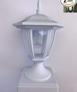 Solar White Hexagon Fence Post Cap Light Set for 5×5 Inch Posts