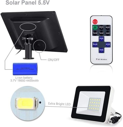 Adjustable Solar Floodlight with 180° Angle and Remote Control - Image 2