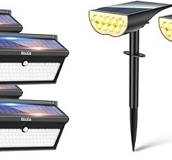 Baxia Technology 100 LED Solar Motion Sensor Lights 4 Pack Warm White