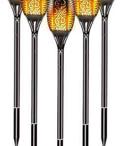Maksone 6 Pack Solar LED Torches Outdoor Waterproof Landscape Lights