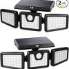 Motion Sensor LED Solar Lights Outdoor with 3 Adjustable Heads Pack of 2