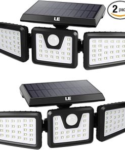 Motion Sensor LED Solar Lights Outdoor with 3 Adjustable Heads Pack of 2