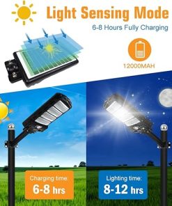 2 Pack Solar Street Lights 200W 6000LM Motion Flood Lights IP66 2