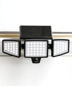 1000 Lumen Gutter Mount Triple Head Solar Security Light Black