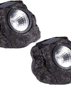 2 Pack Solar Powered LED Disk Light for Garden Pathway Lighting