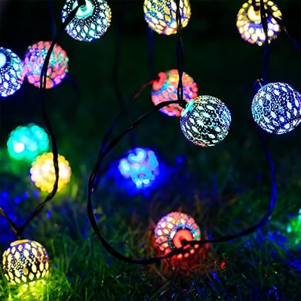 Moroccan Ball LED Solar Fairy Lights for Outdoor Garden Decoration 2 Moroccan Ball LED Solar Fairy Lights for Outdoor Garden Decoration - Image 2