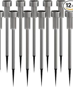 Flash Furniture 12 Pack LED Solar Lights All Weather Stainless Steel