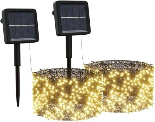 400 LED Solar Fairy Lights 2 Pcs Warm White 8 Lighting Modes Indoors Outdoors - Image 2