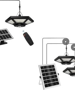 Solar Shed Pendant Light Waterproof with Remote Control and Motion Sensor