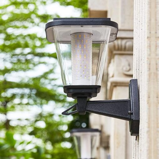 Black Aluminum Solar Wall Light IP44 Waterproof Outdoor Sconces - Image 2
