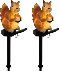 2 Pcs Solar LED Squirrel Lights for Lawn and Outdoor Pathways