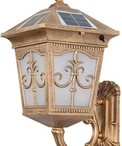 Traditional Outdoor LED Solar Wall Lamp – Vintage Metal Glass Sconce