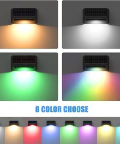 Solar Color Changing Fence Lights Outdoor IP65 Waterproof 8 Pack 2