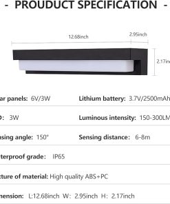 Outdoor Solar Wall Lamp with Motion Sensor and 3 Lighting Modes 2