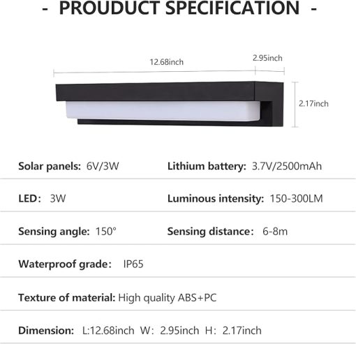 Outdoor Solar Wall Lamp with Motion Sensor and 3 Lighting Modes - Image 2