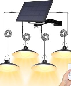 Solar Powered Outdoor Pendant Lights IP65 Waterproof with Remote