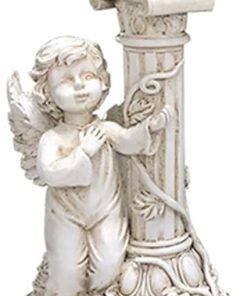 Solar Cherub Angel Garden Column Statue Lighting Outdoor Decor Gift