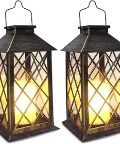 SHYMERY Solar Lanterns 2 Pack 14 Inch Waterproof LED Hanging Lights