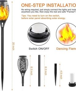 16 Pack Solar Torch Lights with Flickering Flame for Garden Pathway 2