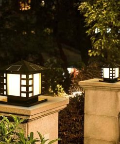 Solar Pillar Lights Outdoor Waterproof Minimalist Black Pathway Lighting 2