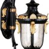 Sleek Wrought Iron Wall Lamp Black Outdoor Sconce E27 Glass Lantern 4