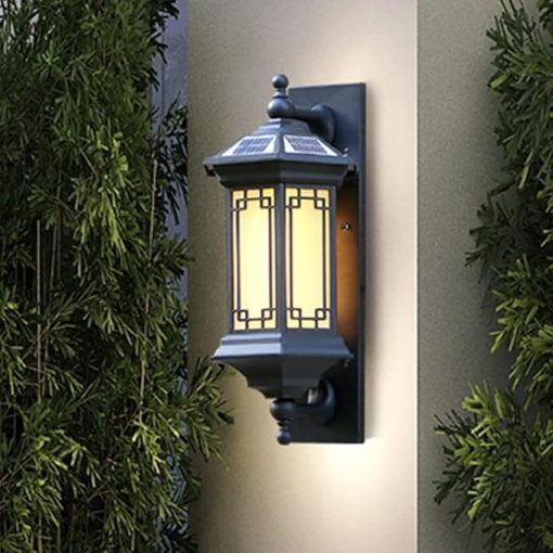 Outdoor Solar Wall Lantern Vintage Waterproof Garden Light Sconce - Image 2
