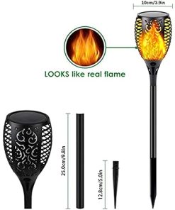 Upgraded Waterproof Solar Torch Lights with Flickering Flames 2pcs 2