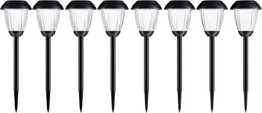 8-Piece Solar Outdoor Lights Set - Rechargeable Black Landscape Lighting